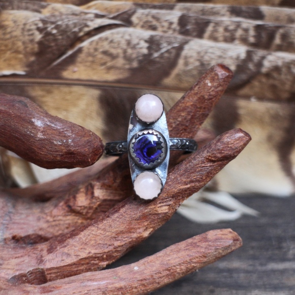 ✨Abalone & Rose Quartz Crystal Boho Ring - Picture 4 of 4